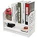 MyGift 2-Tier White Openwork Design Desktop Book and Stationary Organizer Rack, Countertop Bookcase Shelf