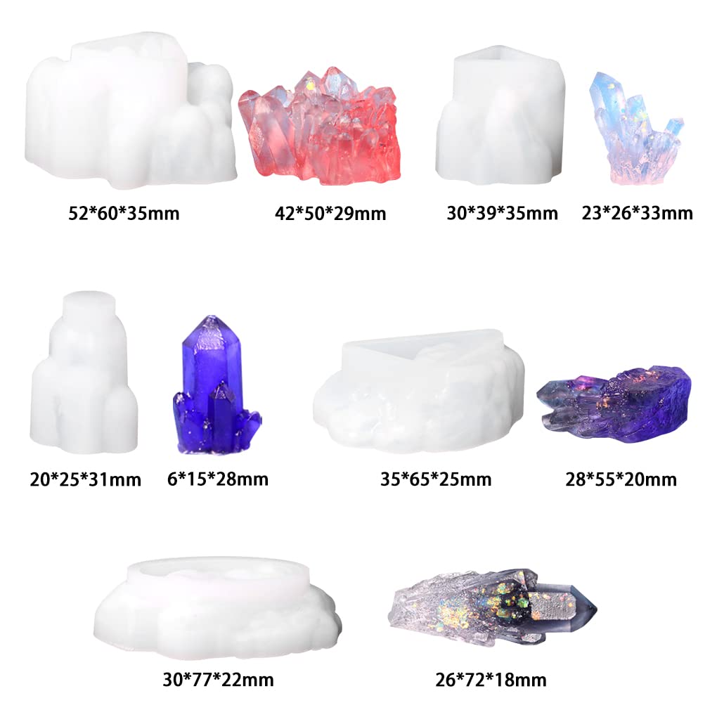 FineInno 11 PCS Crystal Cluster Resin Mold Quartz Rock Silicone Molds,Different Shapes Epoxy Resin Molds DIY Gem Stone Jewerly, Candle,Soap,Clay
