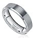 TIGRADE 6mm Flat Top Brushed Beveled Edge Tungsten Metal Ring Unisex Wedding Band