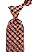 Scott Allan Men's Brown and Orange Tie | Standard Size Adult Woven Necktie | Gingham Pliad ORANGE Necktie for Him