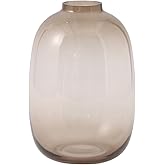 YANWE1 Brown Glass Vase, 10 Inches Large Glass Vase, Tall Glass Vases for Flowers, Modern Round Vases for Living Room, Dining Table, Shelf, Wedding, Office, Home
