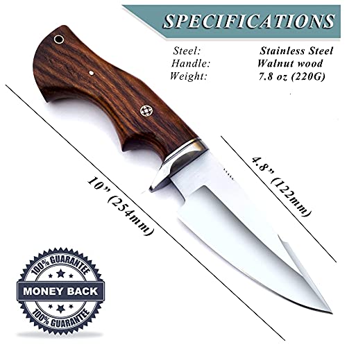 FH KNIVES 10inch Handmade Fixed Blade Hunting knife with sheath Full