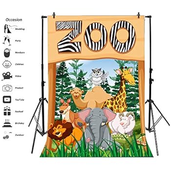 Amazon.com : Leyiyi 10x6.5ft Cartoon Zoo Animals