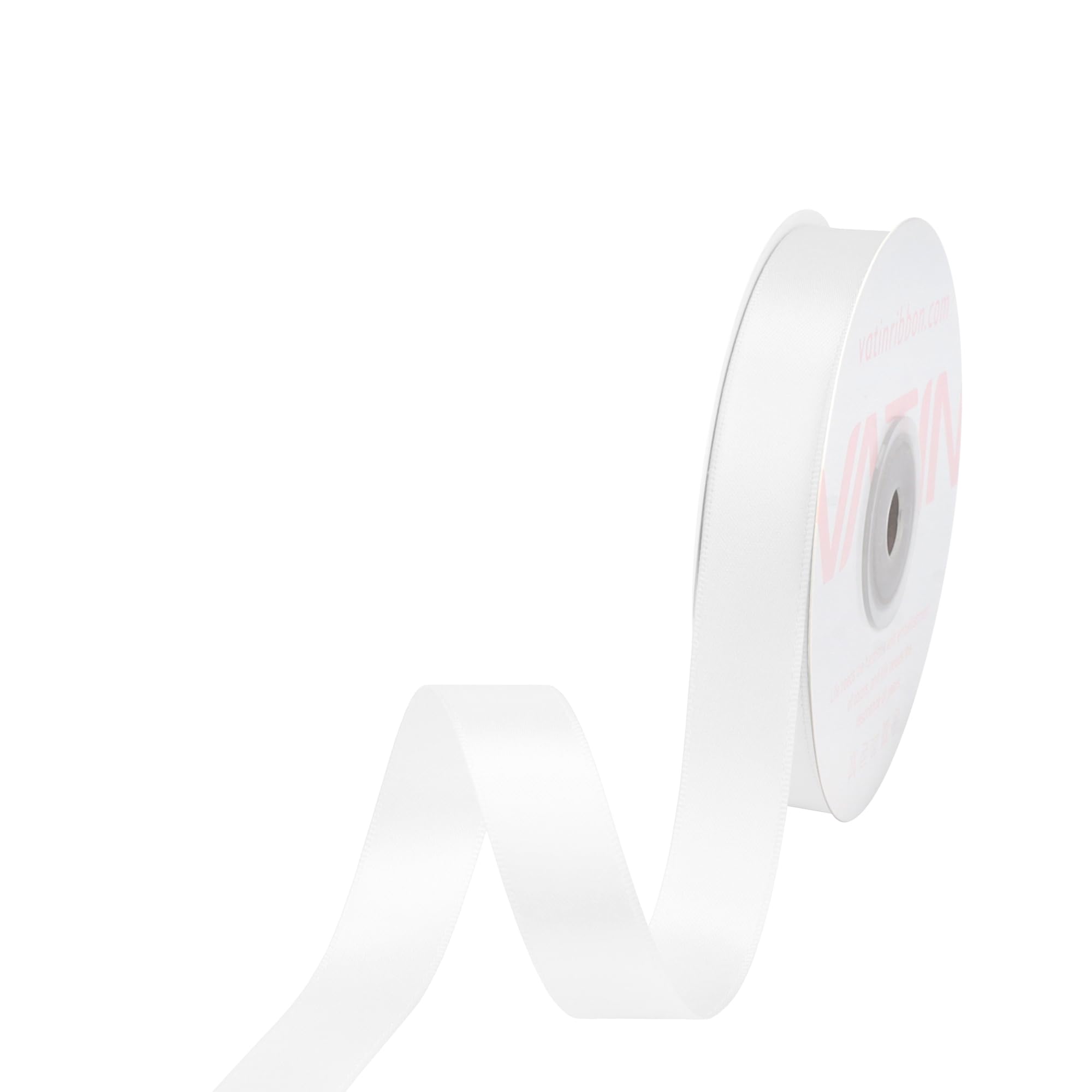 VATIN 16mm Double Faced Polyester White Satin Ribbon - 23 Metre Spool, Perfect for Wedding Decor, Wreath, Baby Shower,Gift Package Wrapping and Other Projects