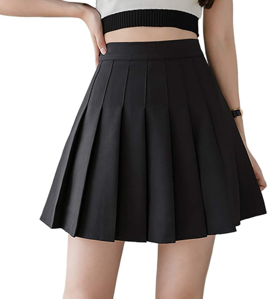 Minuoyi Sports High Waist with Underpants Tennis School Cheerleader Pleated Skirt at  Women’s Clothing store