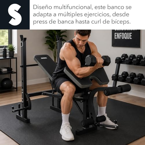 SIGNA Banco De Ejercicio Universal Fitness Multiposicion Banco De Pesas GYM En Casa Plegable Y Ajustable De Entrenamiento Pecho Brazo Abdomen Fitness (No Incluye Barra Ni Pesas)