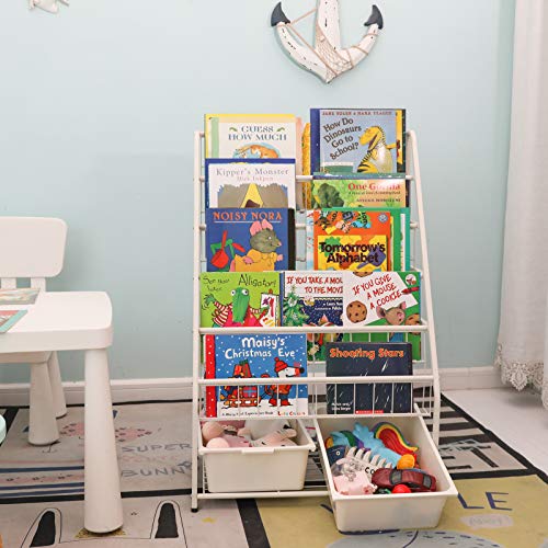 Xcosrack Kids Book Rack Organizer, 5 Tier Children Bookshelf Magazine