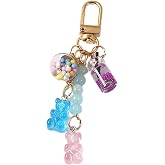 Cute Resin Gummy Bear Key Chain Candy Color Animal Bear Charms Keychains Car Keys Bag Pendant Keyring Jewelry Gift