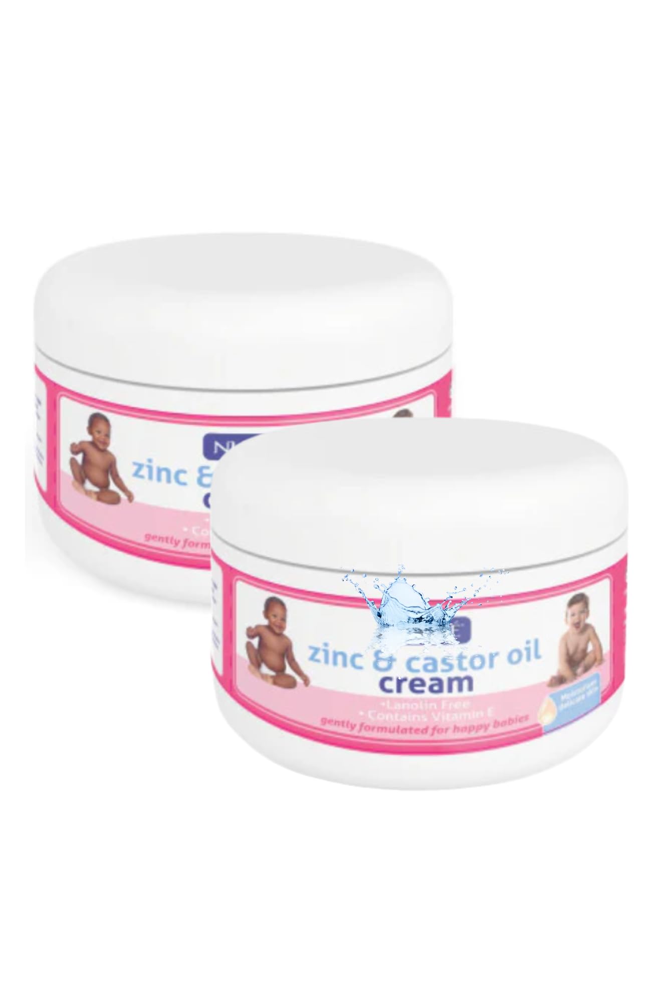 Gentle Zinc & Castor Oil Cream Bundle – 2 × 200 ml Tubs with E‑Ficci Thank You Card – Lanolin-Free Skin Protectant