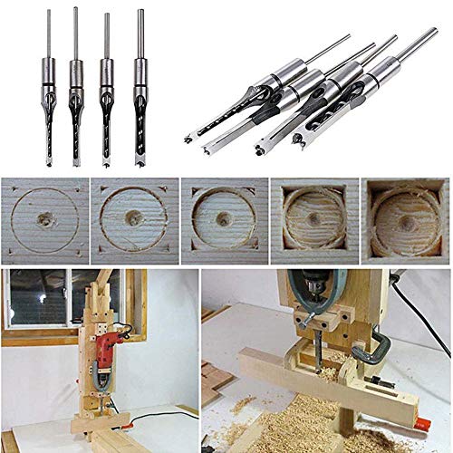 PinShang Silver Color Square Hole Mortiser Saw Drill Bit Set for Woodworkers 7-Piece Set - Thumbnail 6
