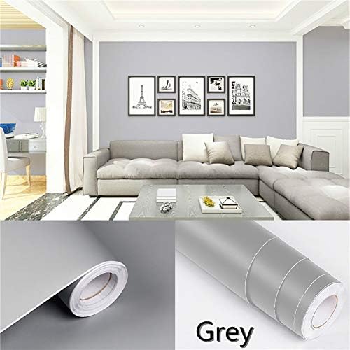 GUANGS PVC Waterproof Self-Adhesive Thicken Wall Sticker Solid Color DIY Home Decor - Grey