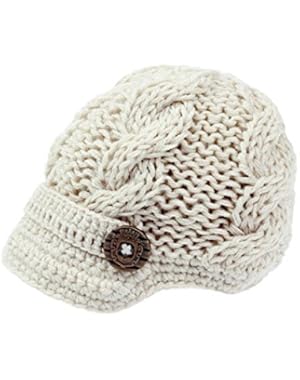 Baby Boys Crochet Knit Newsboy cap Photography Brim Buttons Hat Small Ivory