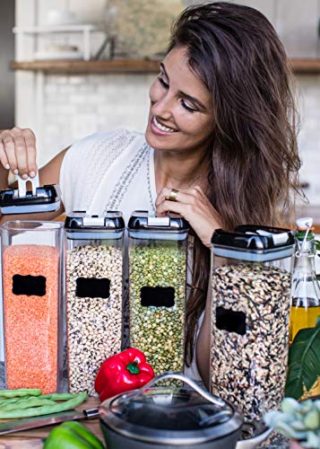 Airtight-Food-Storage-Containers-for-Pantry-Organization--by-Simply-Gourmet-4-Piece-Tall-Pasta-or-Spaghetti-Container-Storage-BPA-Free-Kitchen-Storage-Containers-with-FREE-Labels-Marker