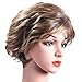 ELIM Short Brown Wigs for White Women Female Ladies Hair Wig Curly Frosted Wigs Heat Resistant Natural Looking Wigs Z022