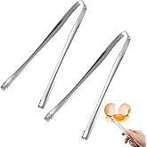 Shimmeroo 2PCS Egg Chalaza Removal Tool,Stainless Steel Small Ice Tongs | Toothed Design Eggshell Fragment Membrane Remover Tong,Multipurpose Kitchen Tool for Cooking Food Cake Bakers Pastry Chefs