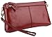 YALUXE Women's Large Capacity Genuine Leather Smartphone Wallet with Shoulder Strap Red