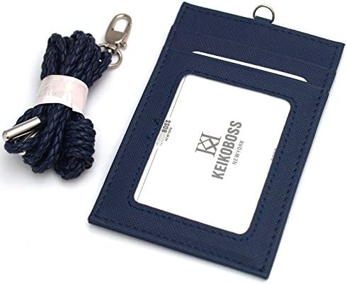 PU Leather Business ID Badge Slim Credit Card Holder Wallet Neck Strap Purse KB002