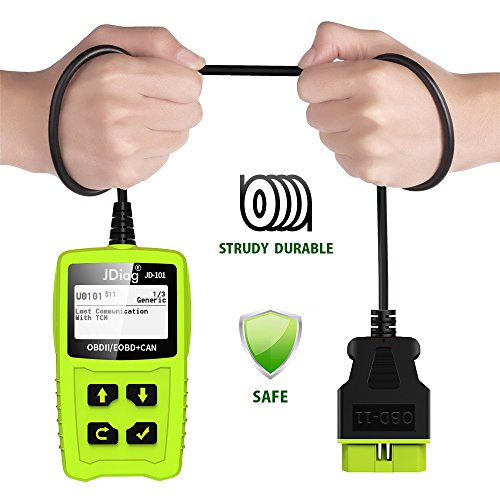 JDiag JD101 OBDII Code Reader Auto Scanner Car Engine Diagnostic Tool Check Engine light Erase Fault Codes Suitable for EOBD Vehicles with Battery Testing Function (YSD-JD101-1)