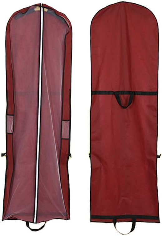 Kinandpri Foldable Bridal Wedding Gown Dress Garment Bag with 2 Mesh Pockets, Storage Protector Cover for for Prom Evening Wedding Gowns, 180cm/70inch