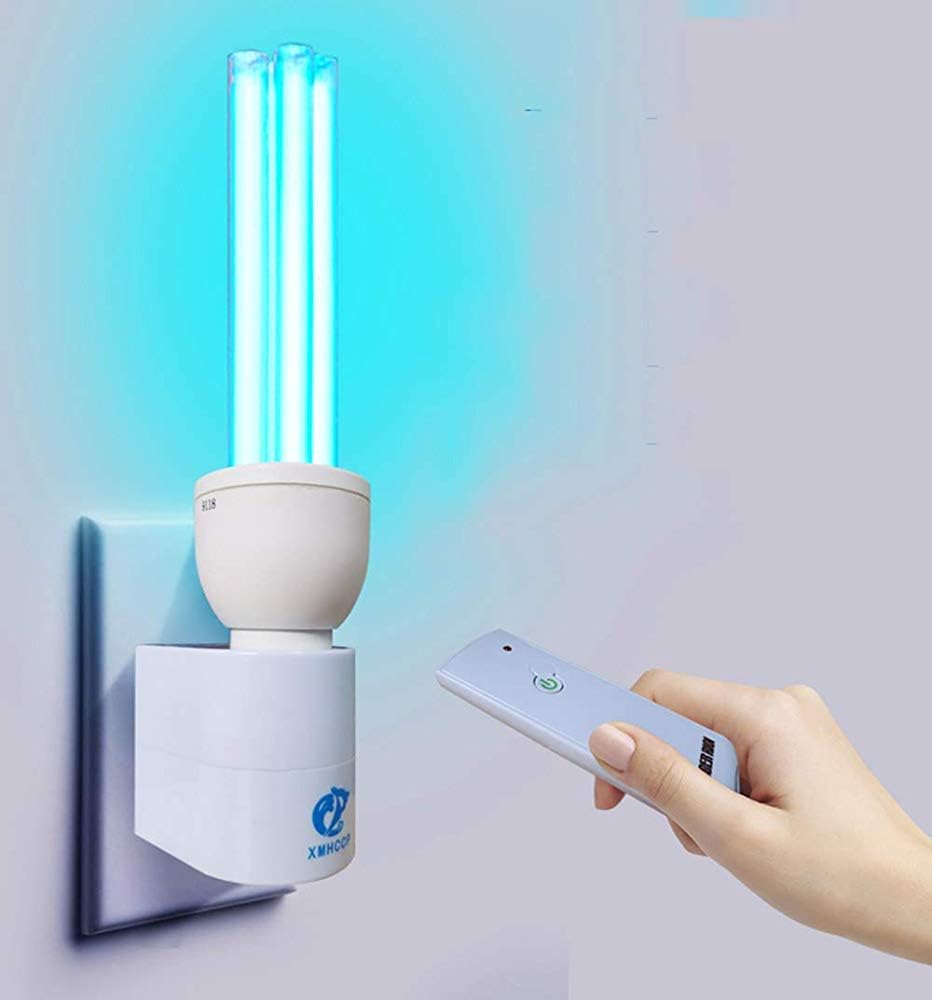 Indoor Disinfection Uv-c Compact germicidal lamp UV Ozone sterilizer lamp air Purifier with lamp Holder and Remote Control,15W no Area Base Remote Control