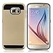 Elegant Choise Compatible with Galaxy S6 Case, Samsung Galaxy S6 Wallet Case, Hybrid High Impact Resistant Protective Shockproof Hard Shell with Card Holder Slot Cover Compatible for Samsung S6 (Gold)