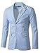 uxcell Men's Striped Sport Coat Notched Lapel Slim Fit Business Blazer Suit Jacket 42 Blue