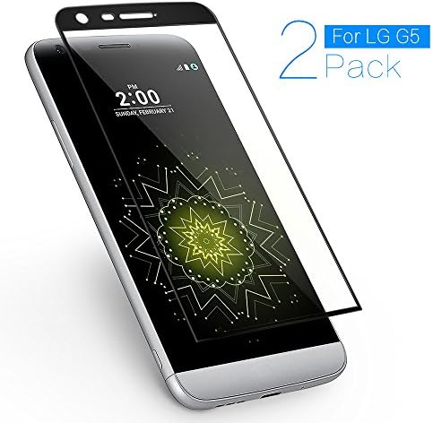 LG G5 Screen Protector, JACNITAD G5 Tempered Glass [2 Pack] Full Coverage 3D Curved High Definition Ultra Clear Film Anti-Bubble Lifetime Replacement Screen Protector for LG G5 (Black)