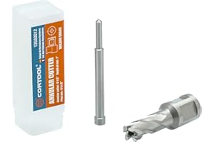 CORTOOL Annular Cutters 1/2 Cutting Diameter 3/4 Inch Weldon Shank Two-Flat, 1 Cutting Depth Inch HSS M2 Slugger Bits for Mag Drill Press with Pilot Pin