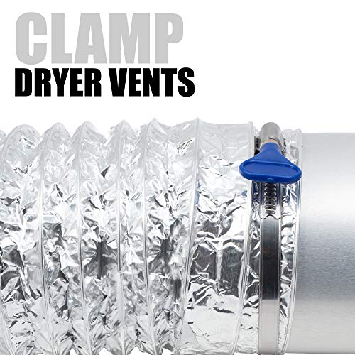4 Inch Thumb Screw Key Adjustable 304 Stainless Steel Hose Clamps, Pipe Clamp, Worm Gear Clamps, Dryer Vent Clamp, Dust Collection, Automotive, RV Clamp 5 pack (4" Hose Clamp)