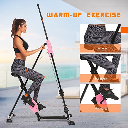 Meflying Vertical Climber, Climbing Machine - Full Total Body Workout Fitness Folding Cardio Climber Exercise Machine [US Stock] (Pink)