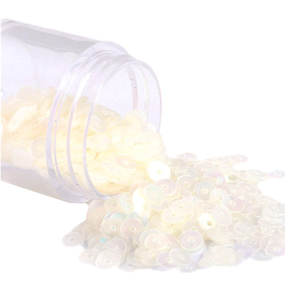 Around 10000pcs Sequin Flat Round Loose Sequins Matte Sewing Paillette Confetti for Wedding Garment Shoe DIY Craft Accessories (Ivory, 4mm)