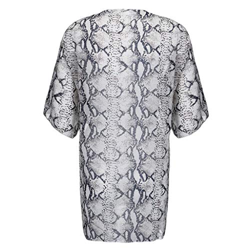 Womens Kimono Cardigan, Women Lace Bohemian Beach Long Oversized Kimono Coat (Gray A, L) - Thumbnail 6