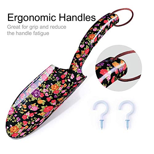 3 Piece Garden Hand Tool set, Gardening Kit Includes Trowel, Pruning Shear, Hand Fork for Garden Gifts (Garden Tool Set - Black)