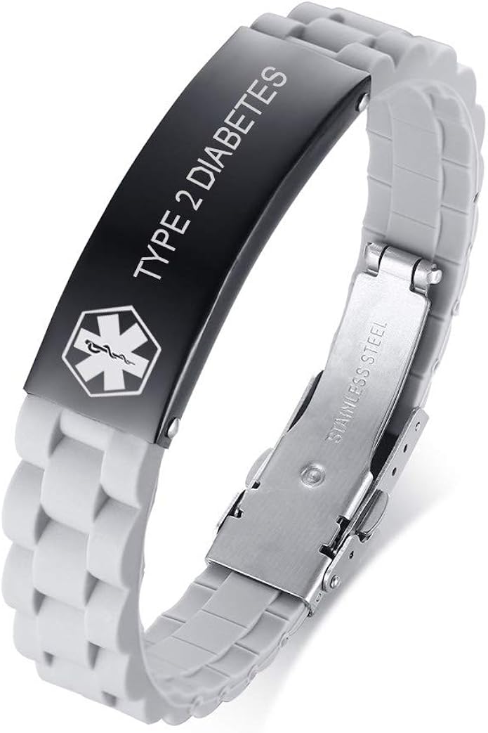 MEALGUET Type 2 Diabetes Engraved Adjustable Medical Bracelets Sport