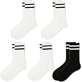 hiqqifazz women's men's selected Athletic round neck socks cotton stripe socks 5/10 pairs