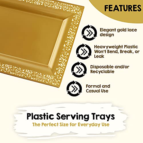 YumchikelDecorative Plastic Serving Tray & Platter Set (4pk)Gold
