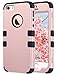 ULAK iPhone SE Case,iPhone 5S Case, Anti Slip Shock Resistance Protective Cover with Hybrid High Soft Silicone + Hard PC Case for Apple iPhone 5/5S/SE,Rose Gold+Black