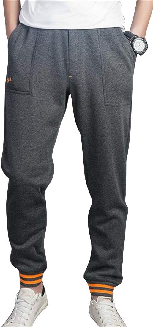 ARTFFEL Men's Elastic Waist Jogging Plus Size Sherpa Lined Sweatpants Pants Trousers
