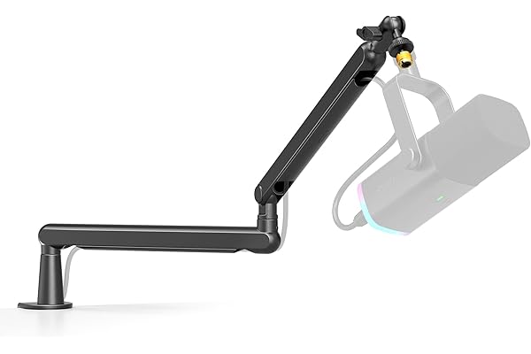 FIFINE Microphone Boom Arm, Low Profile Adjustable Stick Microphone Arm Stand with Desk Mount Clamp, Screw Adapter, Cable Management, for Podcast Streaming Gaming Studio-BM88