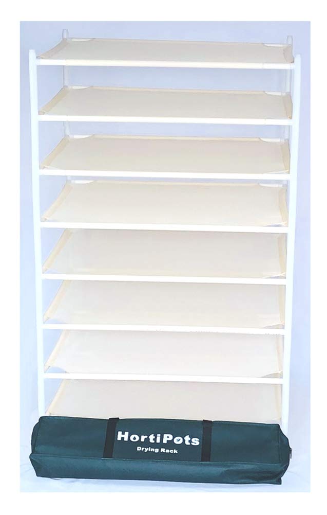 HORTIPOTS' Herb Drying Rack, 8 Layer Drying Net Dryer Stand Square 28 x 28 Inch to Dry Laundry, Clothes,Sweater, or Cure Plants Like Herb Fruit Flowers Bud Pot