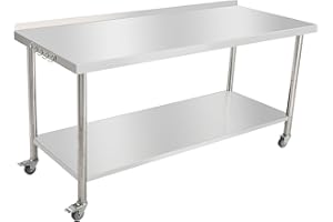 TIOUTBOT 72x30x35 Inch Stainless Steel Table, NSF Heavy Duty Worktable with Adjustable Undershelf, Commercial Metal Prep Table for Kitchen, Restaurant, Home, Hotel, Workstation