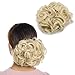 Benehair Messy Bun Hair Piece with Combs Clip in Bun Scrunchie Juva Bun Dish Fluffy Wavy Hair Updo Easy Stretch Big Chignon Short Ponytail Hairpiece for Women Bleach Blonde 90g