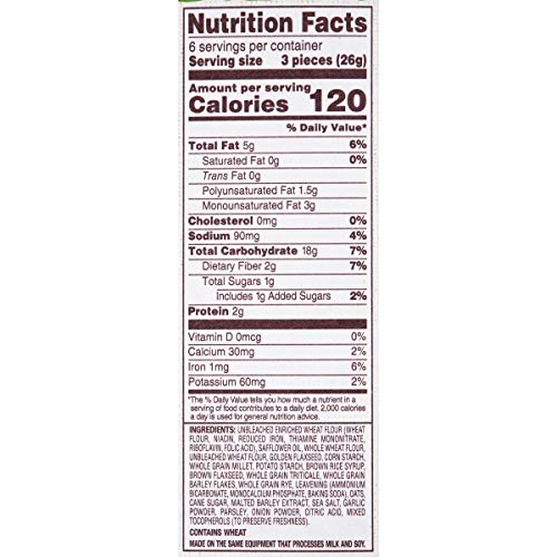 BACK TO NATURE MULTIGRAIN FLAX SEEDED FLATBREAD CRACKERS – DAIRY FREE, NON-GMO, MADE WITH WHEAT FLOUR & WHOLE GRAINS, DELICIOUS & QUALITY SNACKS, 5.5 OUNCE