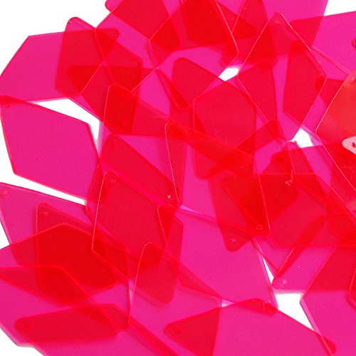 Magenta Pink Long Sequin Diamond 1.75 inch Transparent See Thru Couture Loose Paillettes Made in USA.