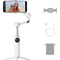 Insta360 Flow 2 Pro White - Foldable AI Phone Gimbal, Track in 200+ Apps with Apple DockKit, Multi-Person Tracking, 360º Pan