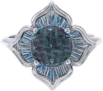 Galatea 14k White Gold DavinChi Cut Blue Topaz Ring, Size 6.25