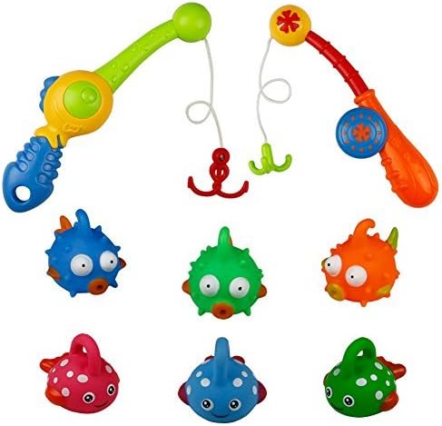 TONZE Bath Toys Fishing Game for Children Rubber Floating Bath Fishing Rob for Kids Children Girls Boys 2 3 Years