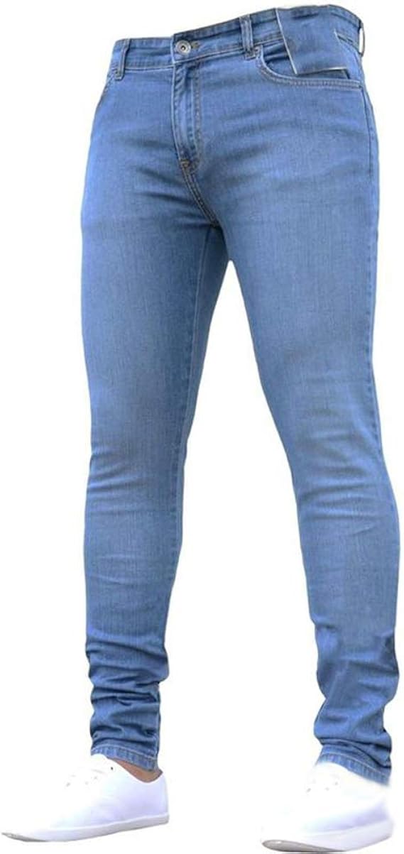 KGJYVN Herren Röhrenjeans Stretch-Jeanshose Reine Farbe Waschen Vintage