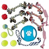 OLIVIA & AIDEN Dog Toy Set (16 Pack) – Assorted Dog Rope Toys| Dog Rope Frisbee, Knotted Dog Teething Toys, Dog Tennis Balls (3) | Puppy Chew Toys for All Dogs