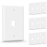 VCE 1-Port Keystone Wall Plate (UL Listed), White 10-Pack | UL Listed for Safety, Designed for RJ45/HDMI/Coax Keystone Jack, Low Profile Wall Plate